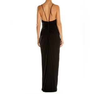 CUT25 by Yigal Azrouël Silk Linen Drape Evening Dress Black Grecian Gown